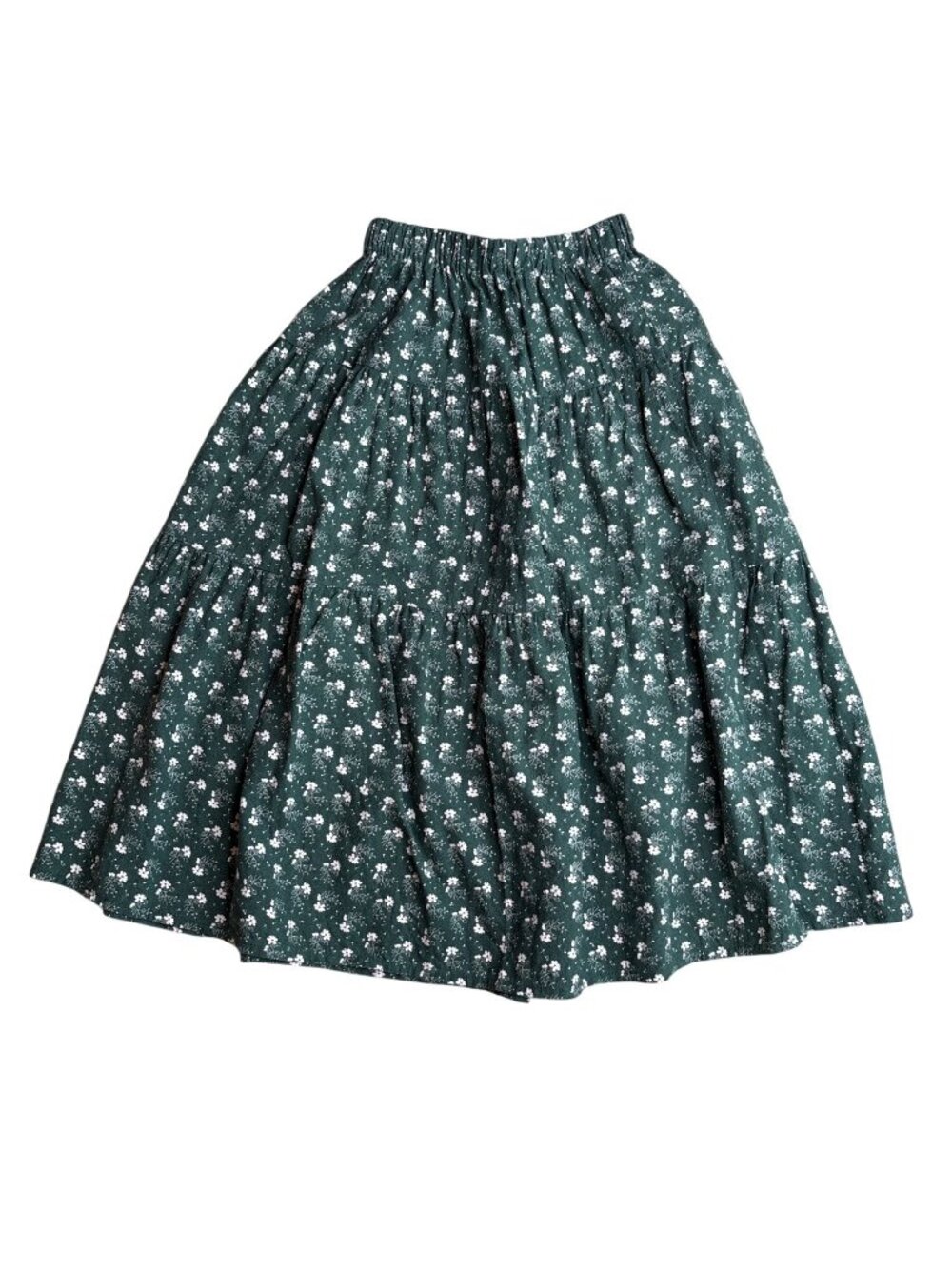 8-9Y Rylee + Cru Girls' Green Ditsy Floral Tiered Midi Skirt